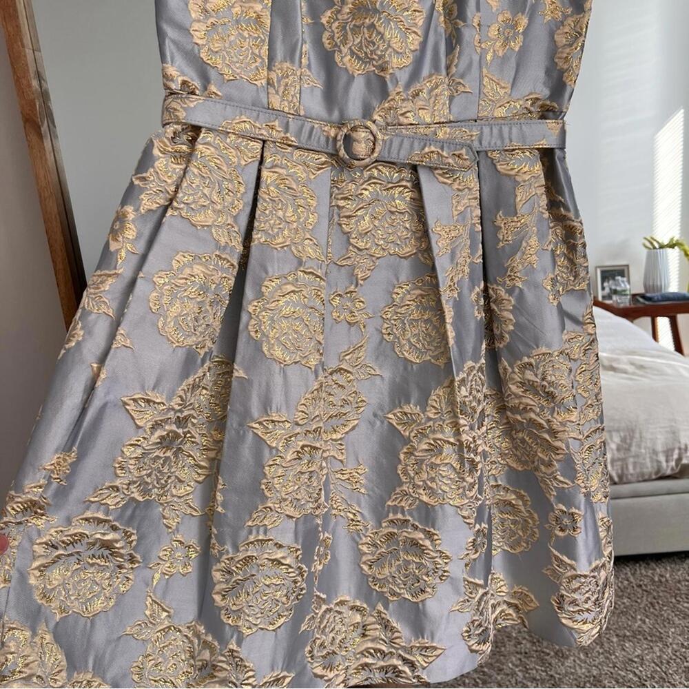 Blue and Gold Floral Dress - Picture 2 of 5